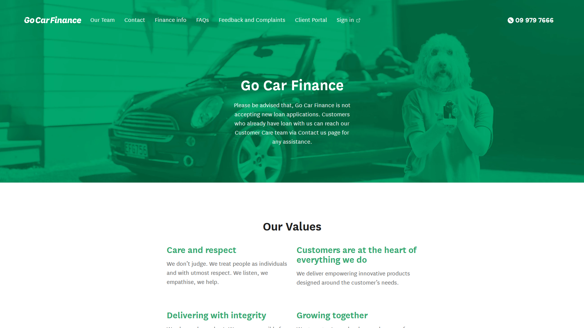 Website snapshot for Go Car Finance
