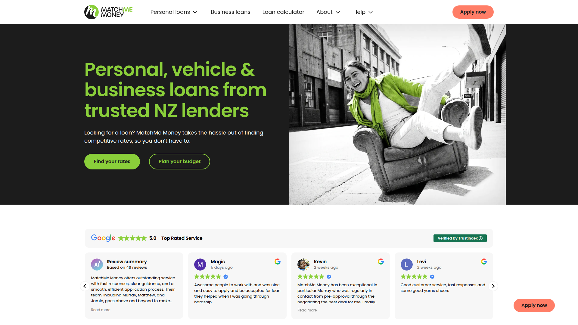 Website snapshot for MatchMe Money