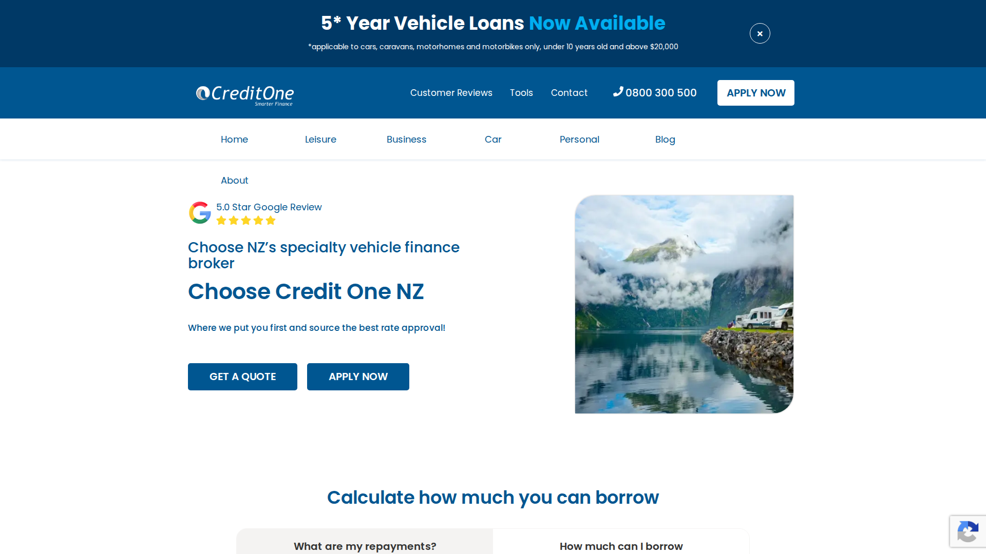Website snapshot for Credit One New Zealand