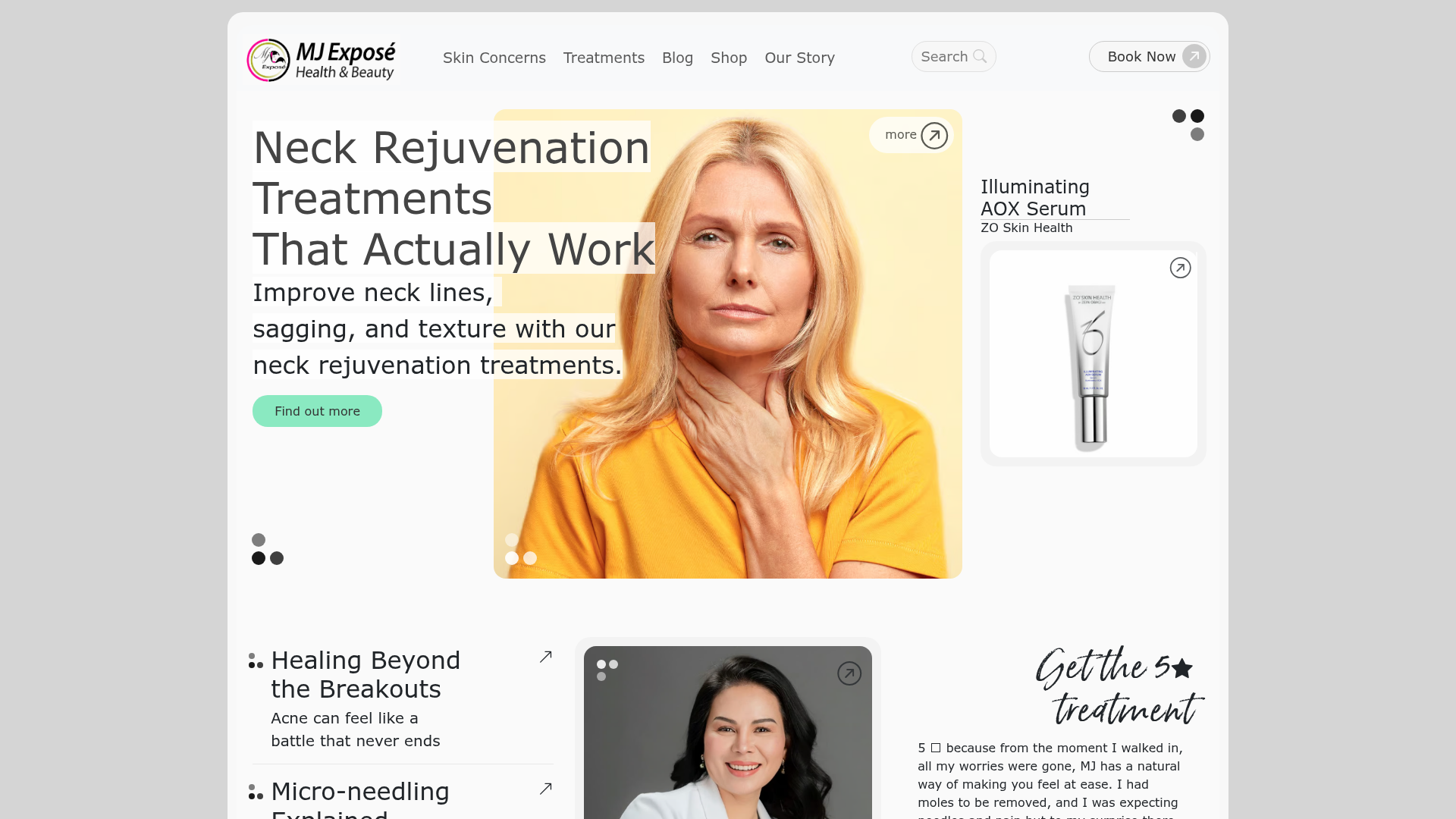 Website snapshot for MJ Exposé Health & Beauty