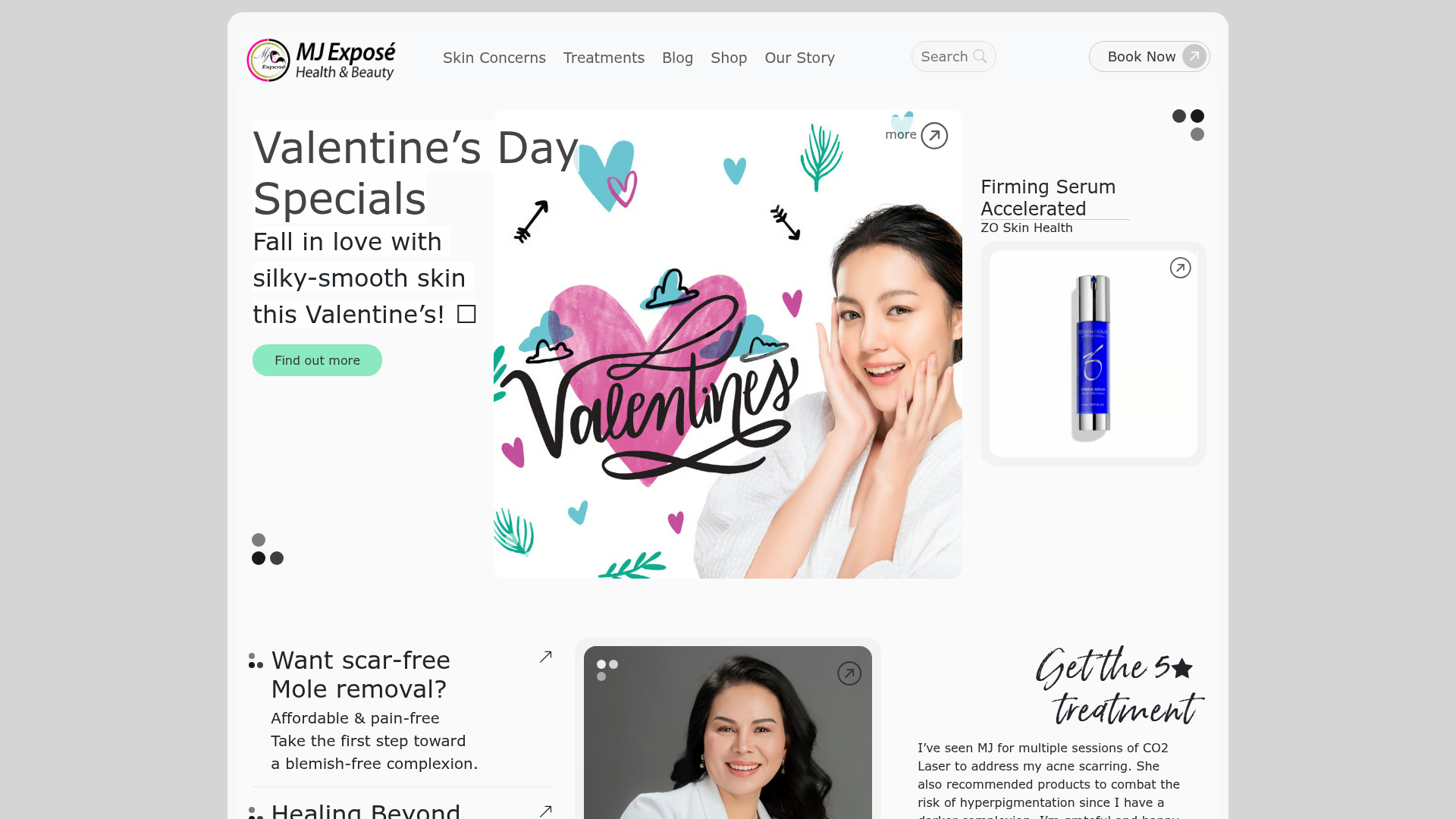 Website snapshot for MJ Exposé Health & Beauty