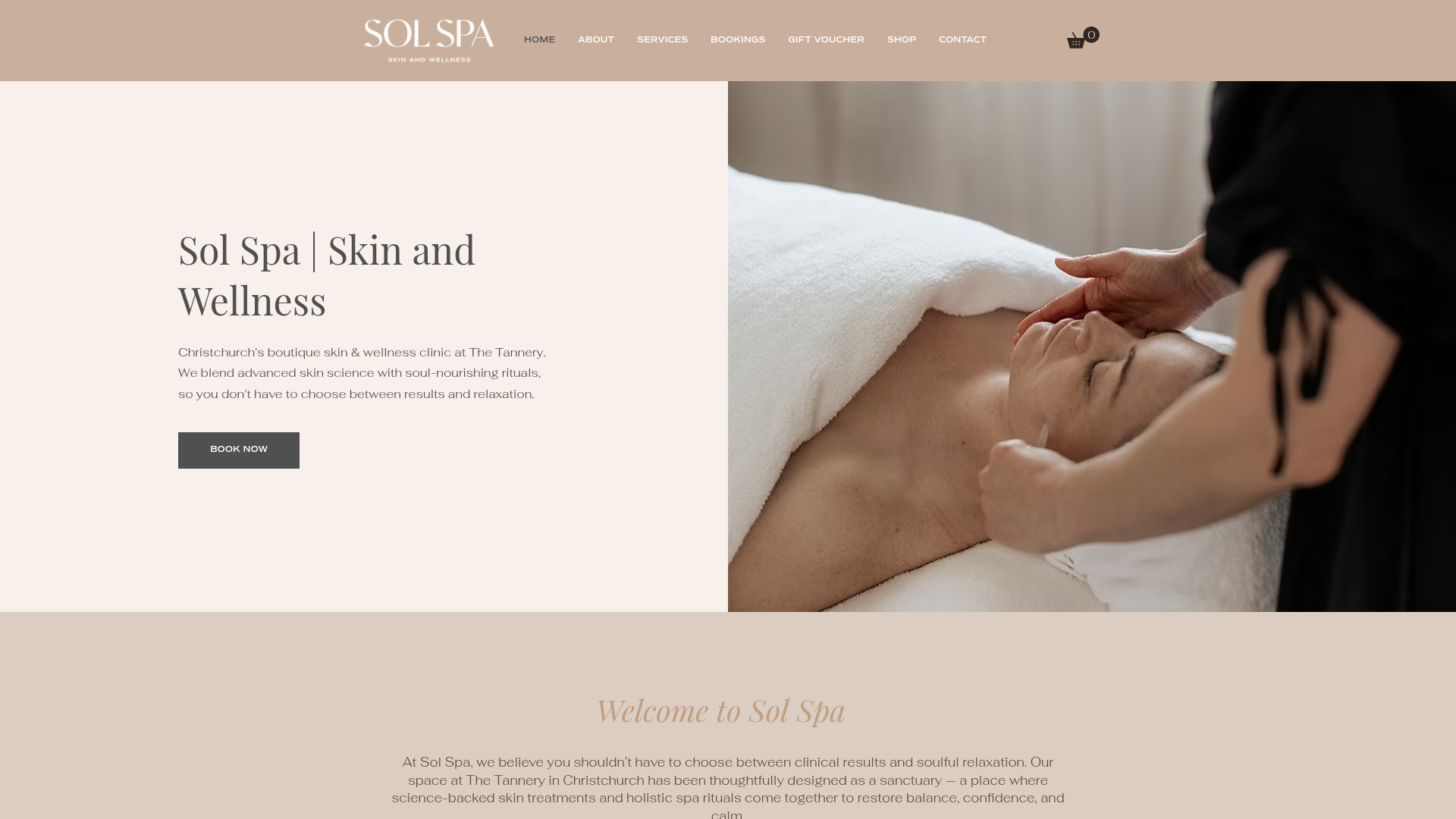 Website snapshot for Sol Spa - Day Spa and Wellness Centre