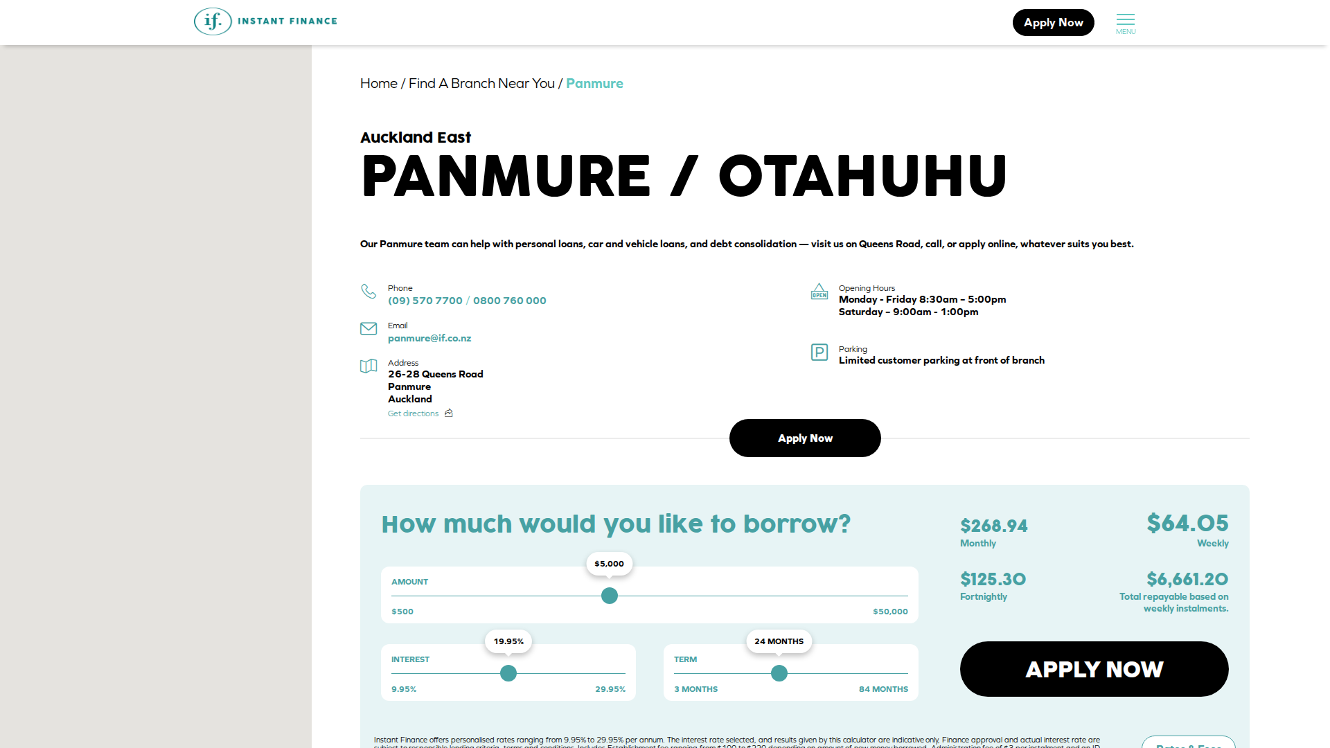 Website snapshot for Instant Finance Panmure