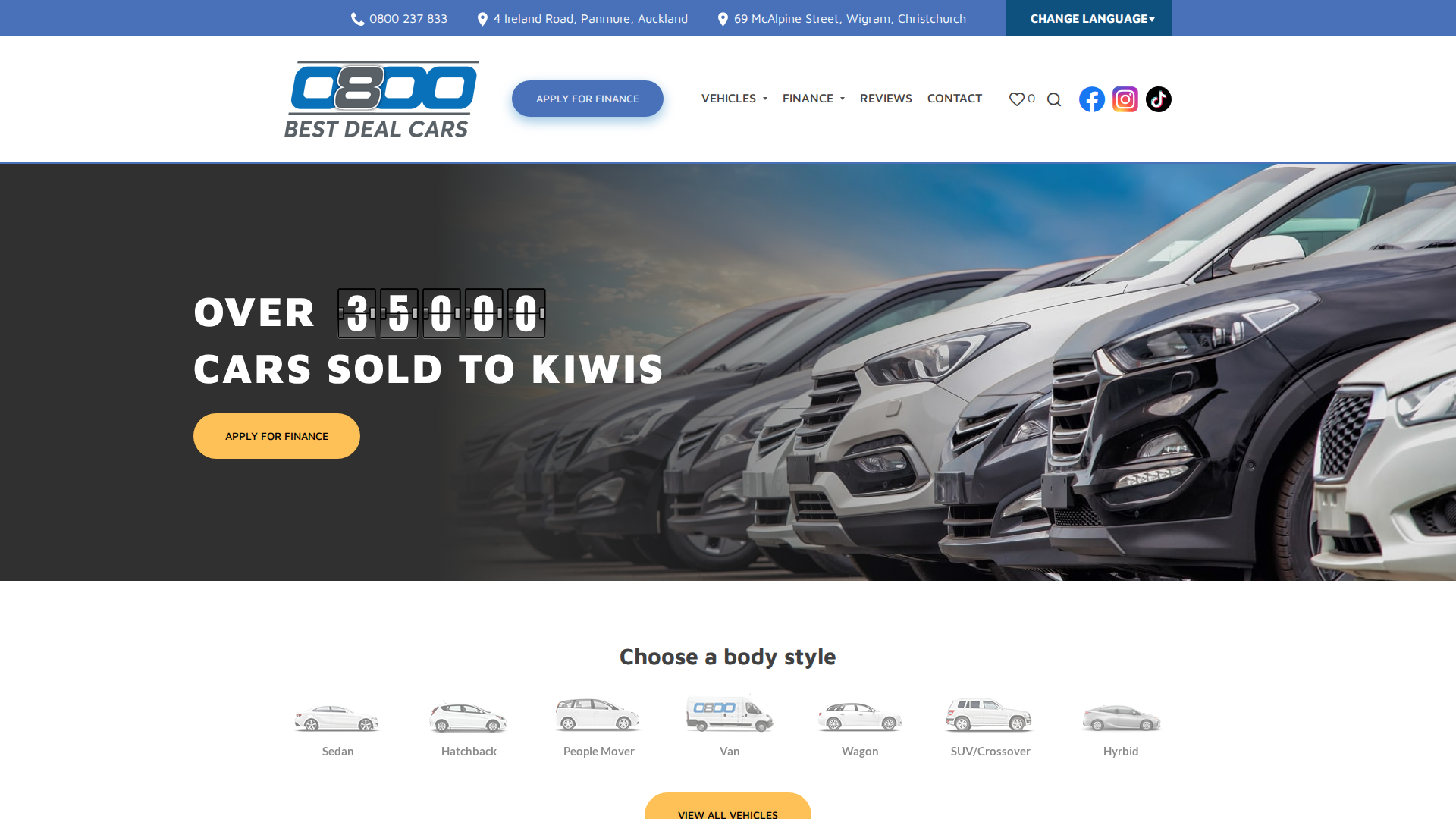 Website snapshot for 0800 Best Deal Cars