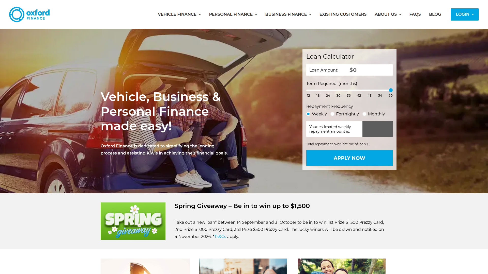 Website snapshot for Oxford Finance