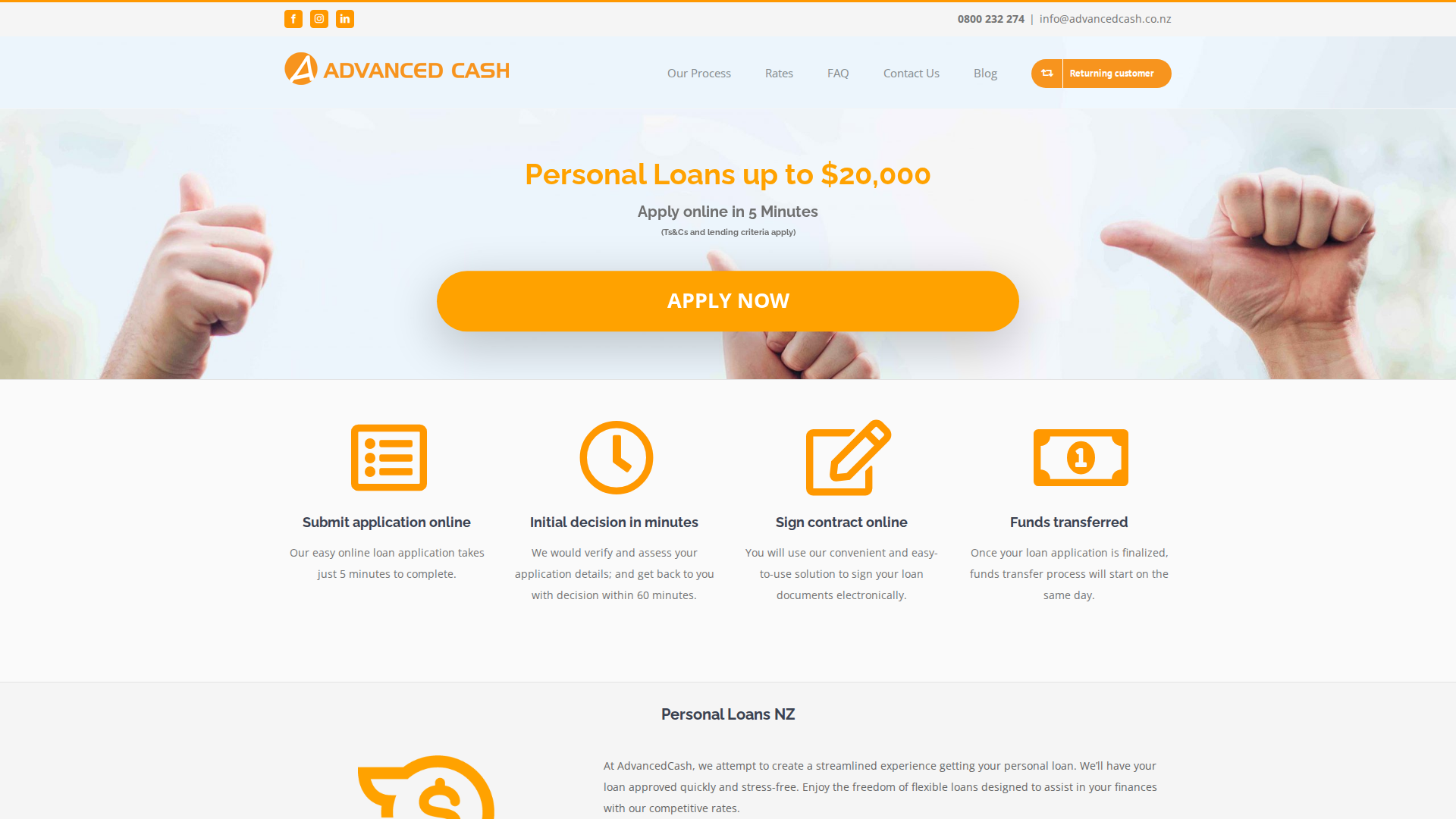 Website snapshot for Advanced Cash