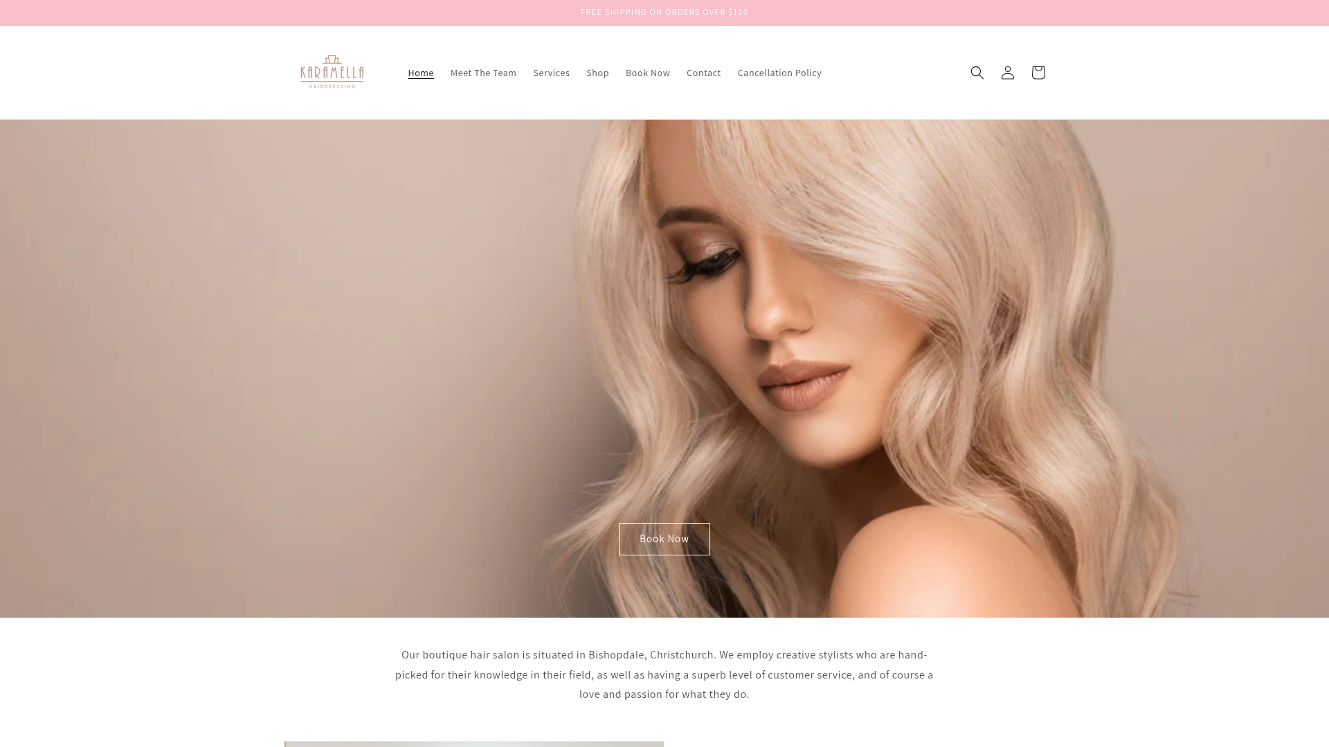Website snapshot for Karamella Hairdressing