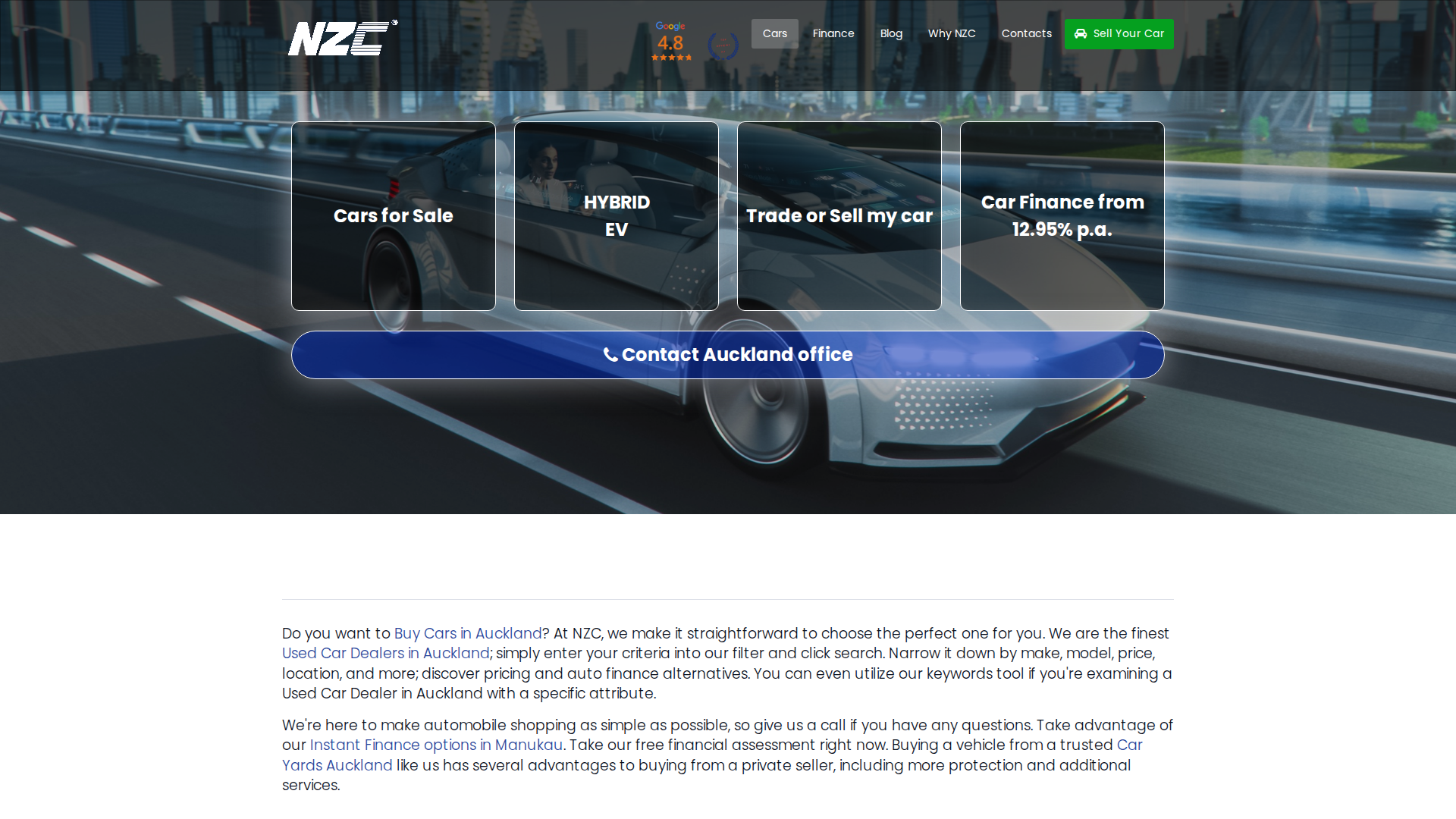 Website snapshot for New Zealand Car