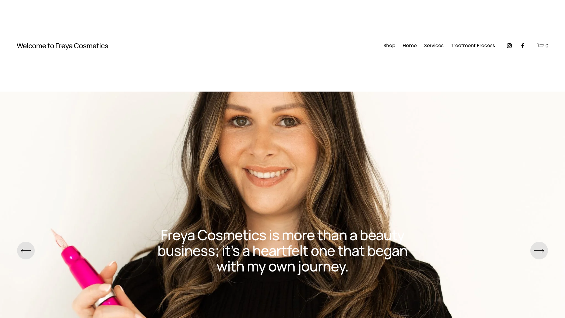 Website snapshot for Freya Cosmetics