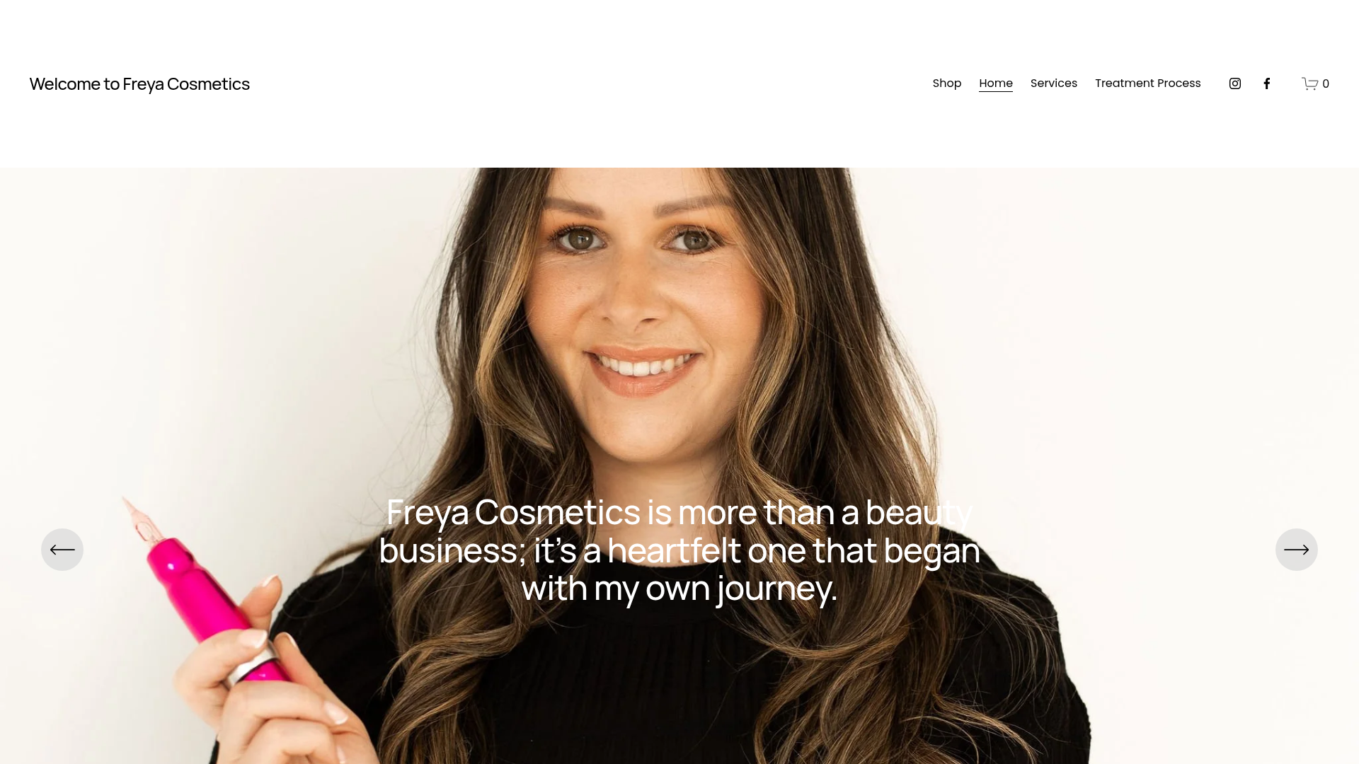 Website snapshot for Freya Cosmetics