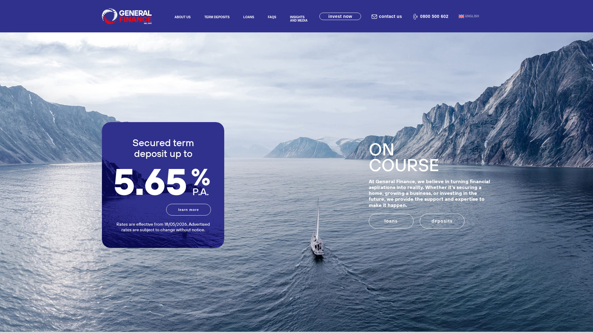 Website snapshot for General Finance