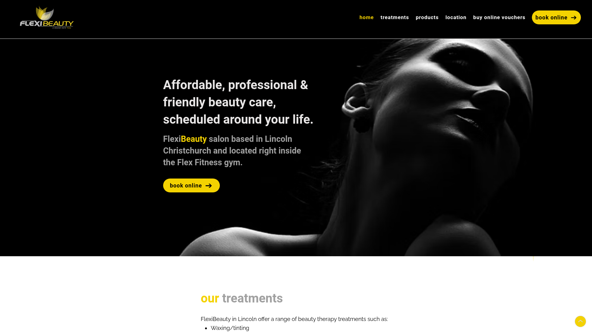 Website snapshot for FlexiBeauty