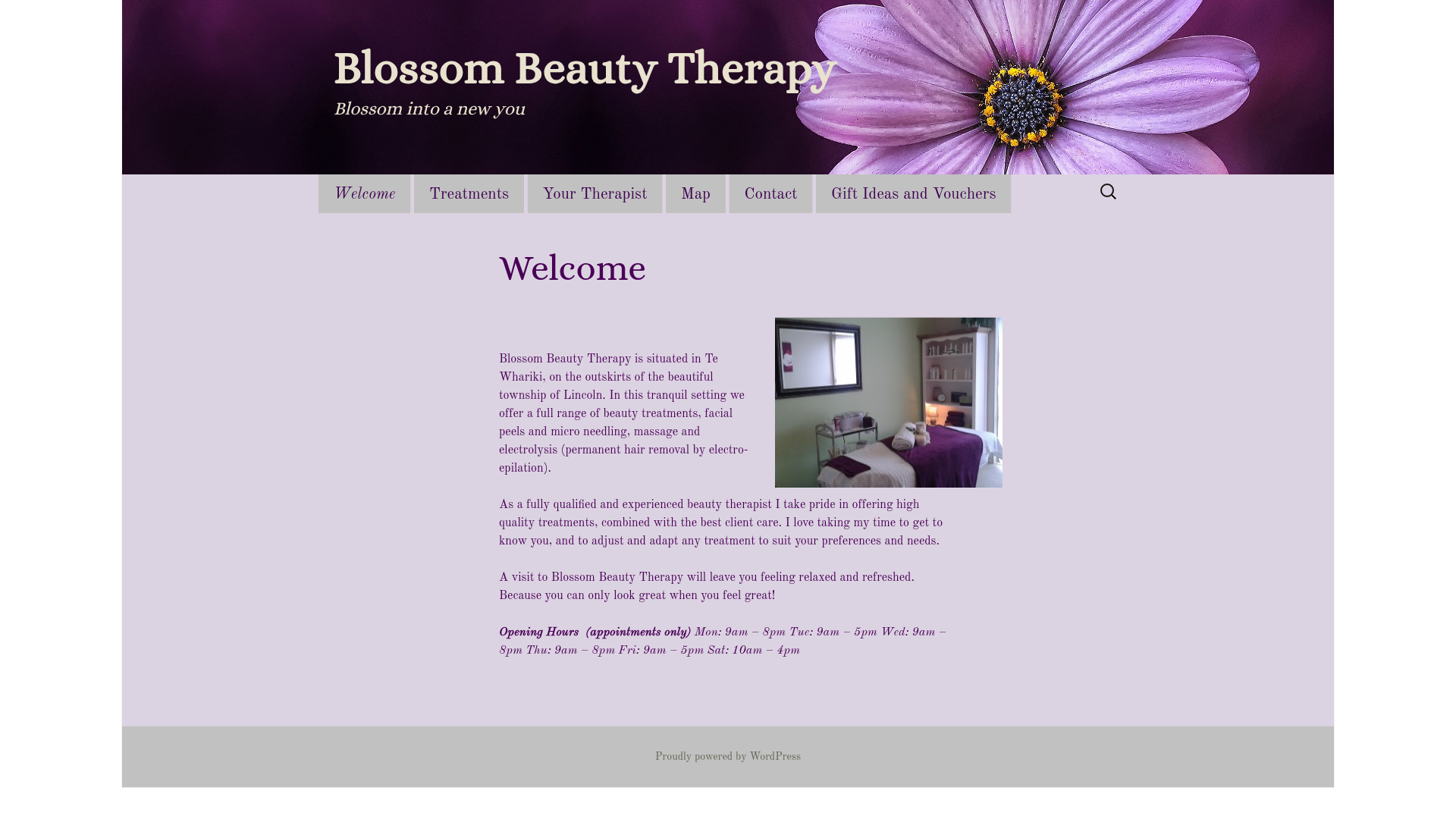 Website snapshot for Blossom Beauty Therapy