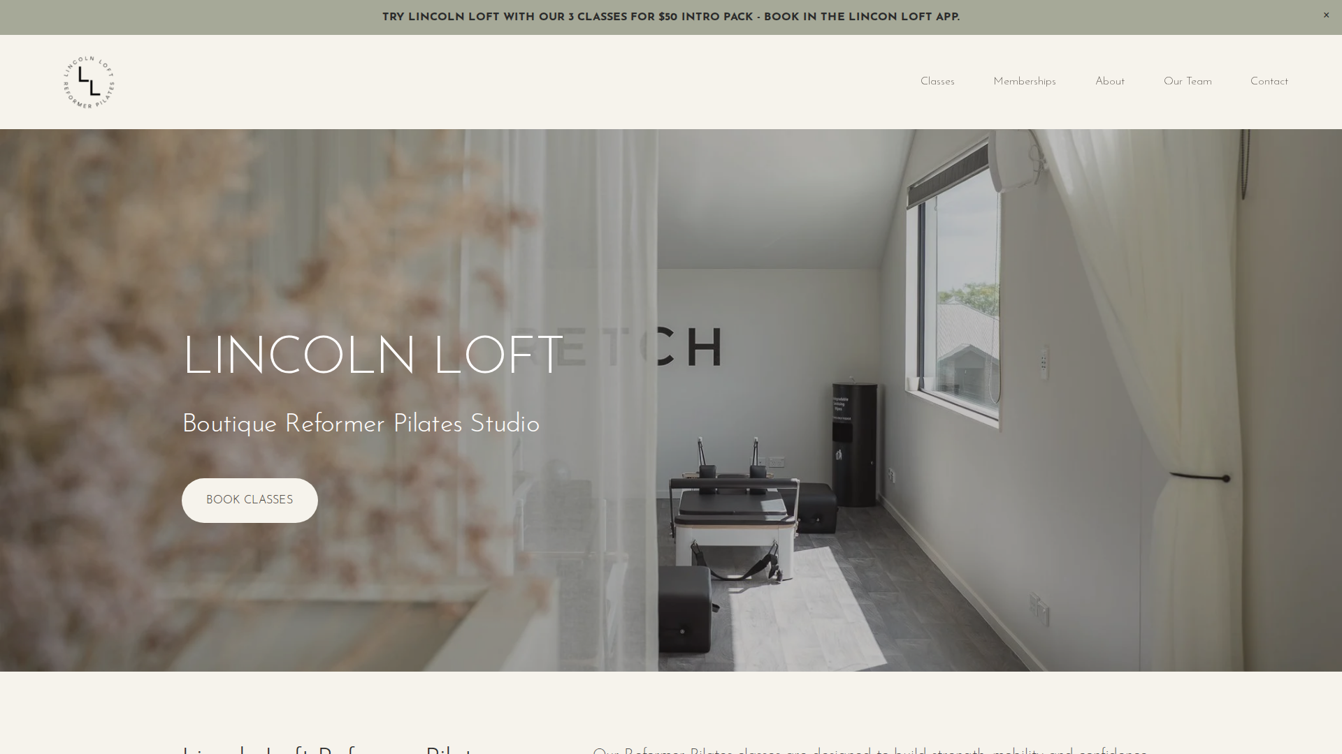 Website snapshot for Lincoln Loft