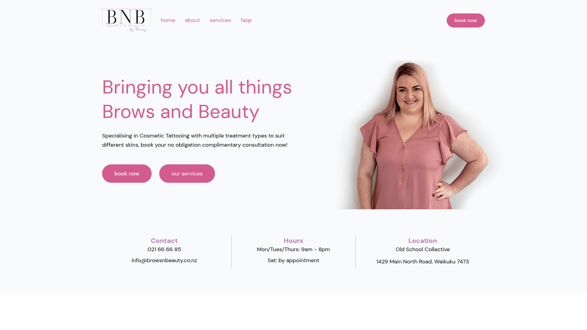 Website snapshot for Brows n Beauty