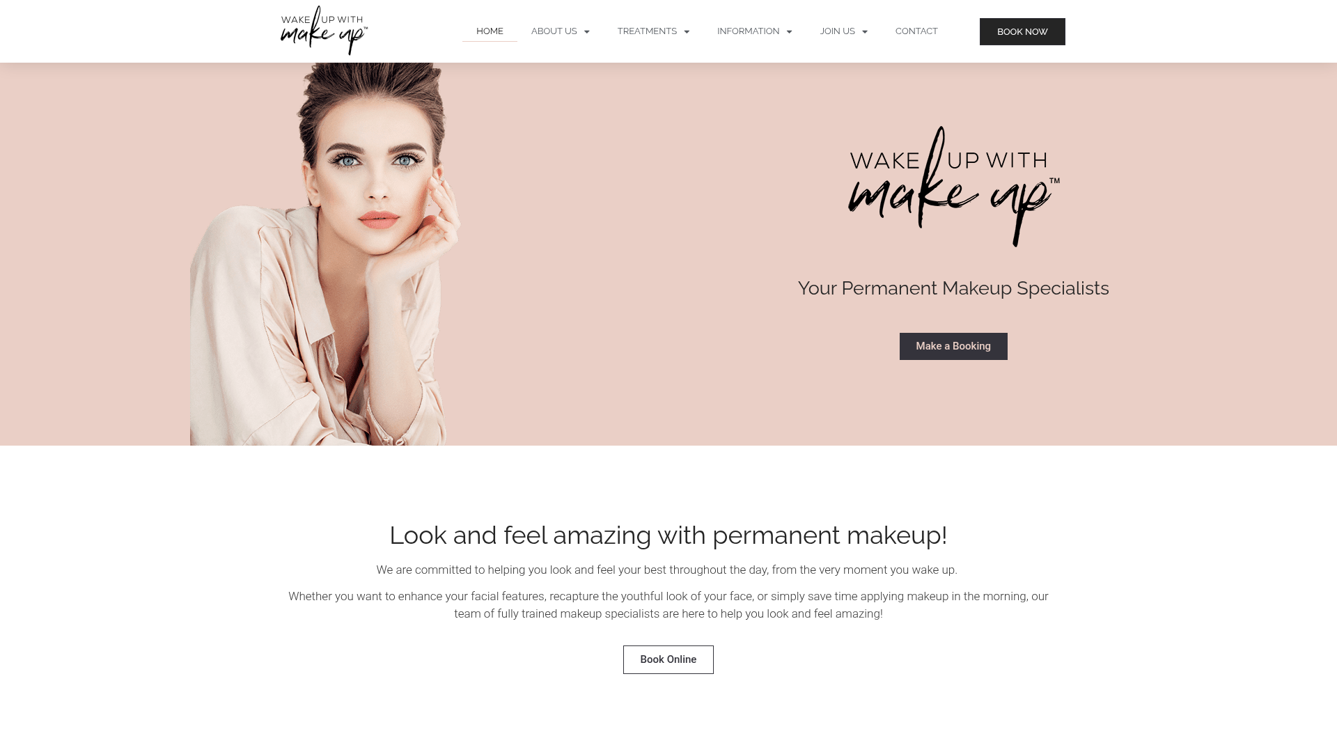 Website snapshot for Wake Up With Make Up - Christchurch