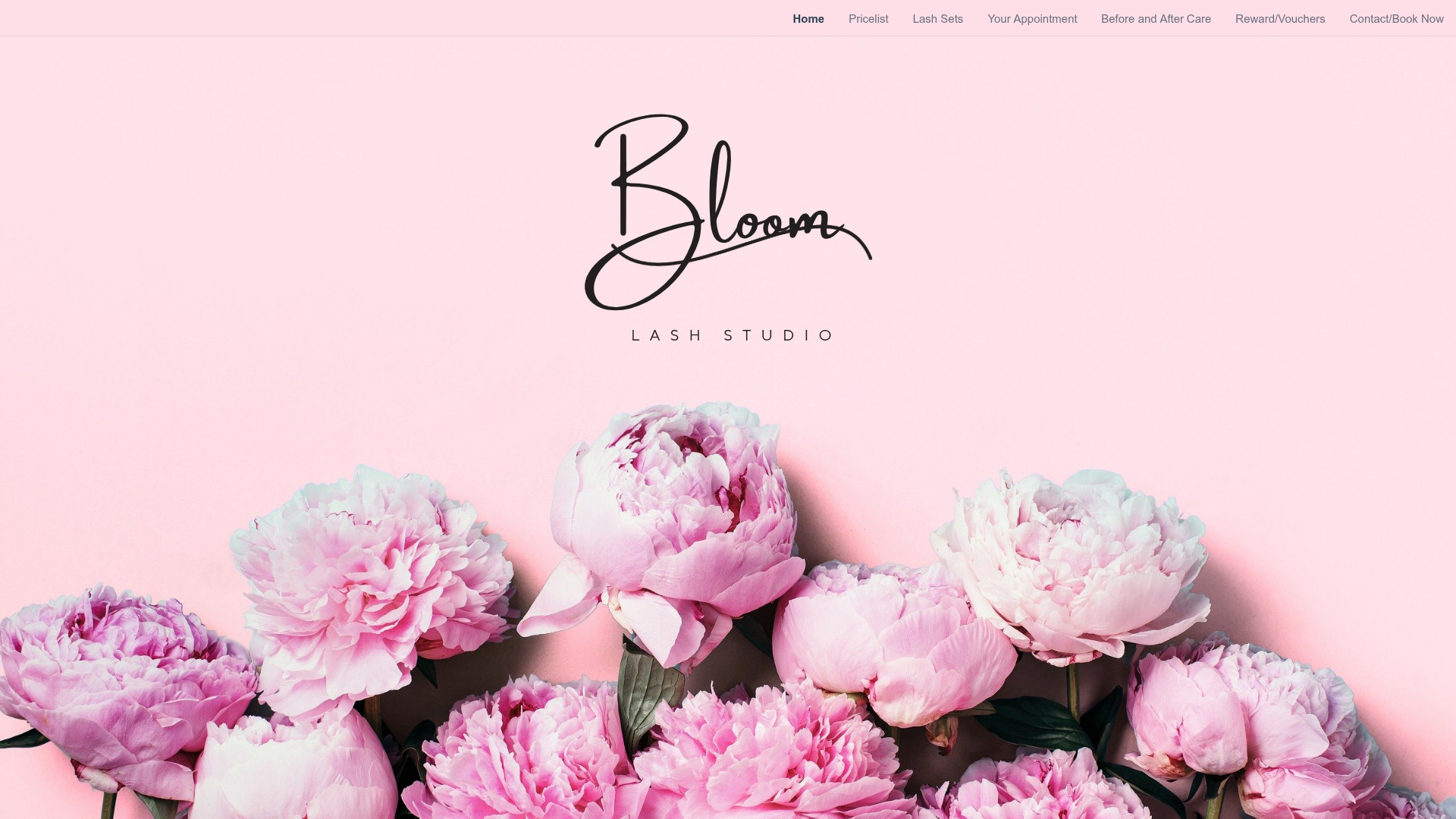 Website snapshot for Bloom Lash Studio