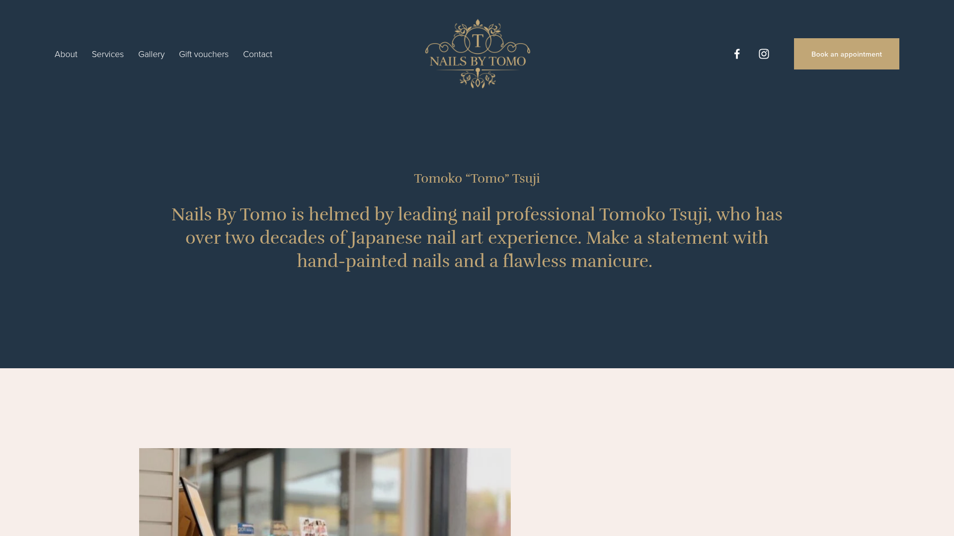 Website snapshot for Nails By Tomo