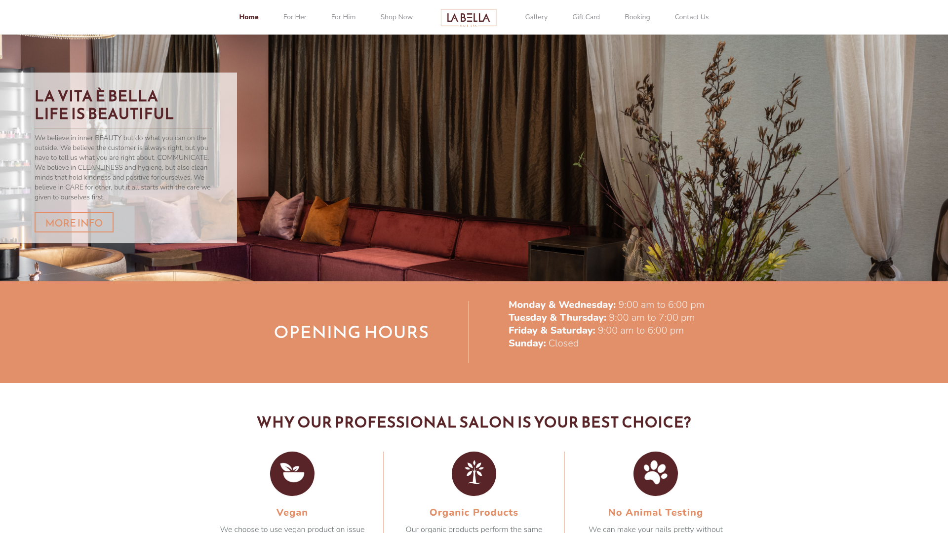 Website snapshot for Labella Nail Spa