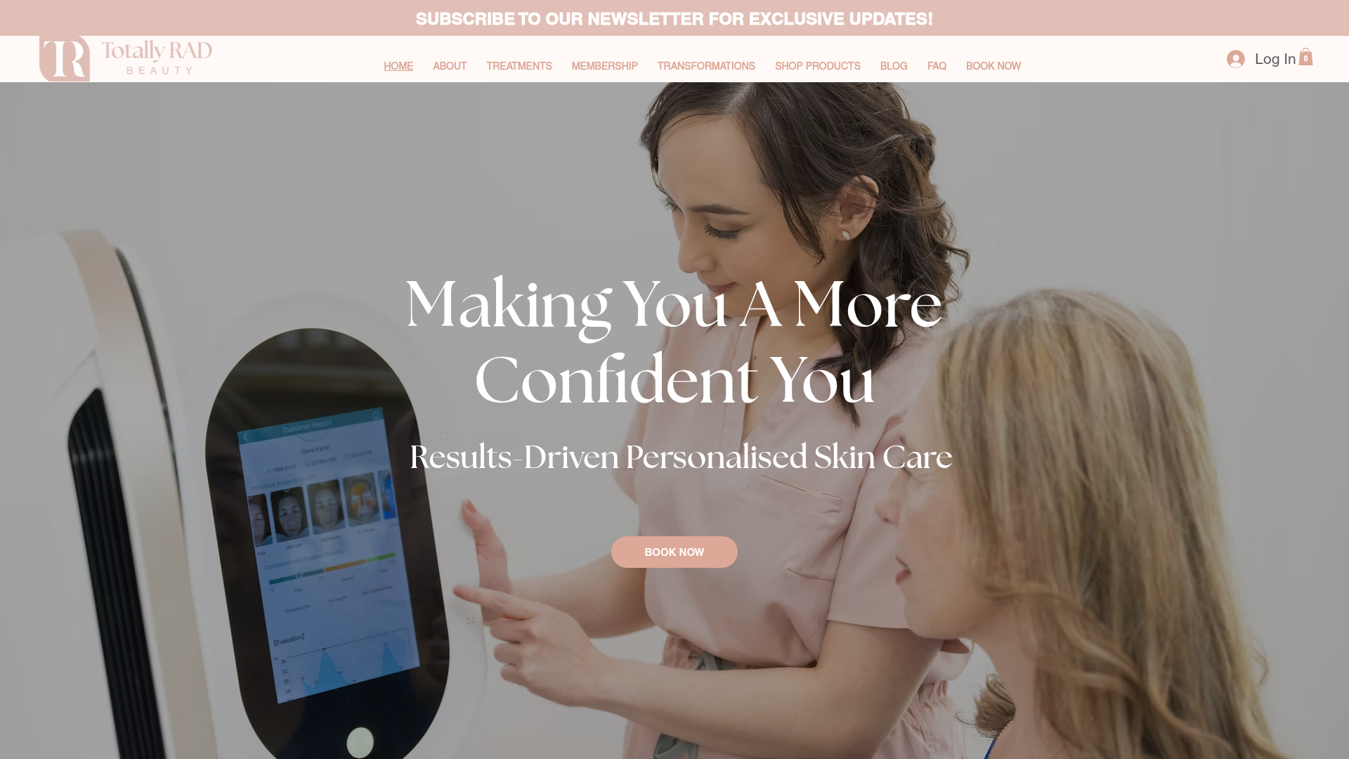 Website snapshot for Totally RAD Beauty