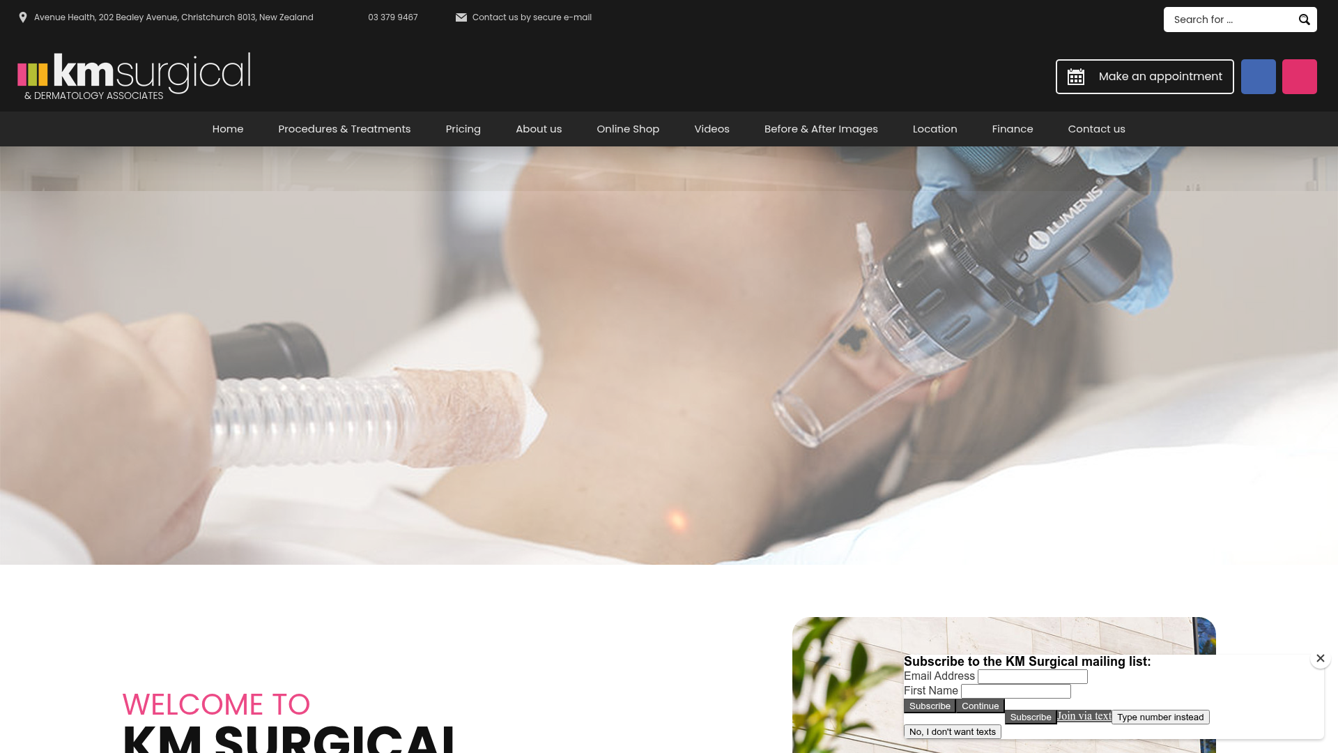 Website snapshot for KM Surgical