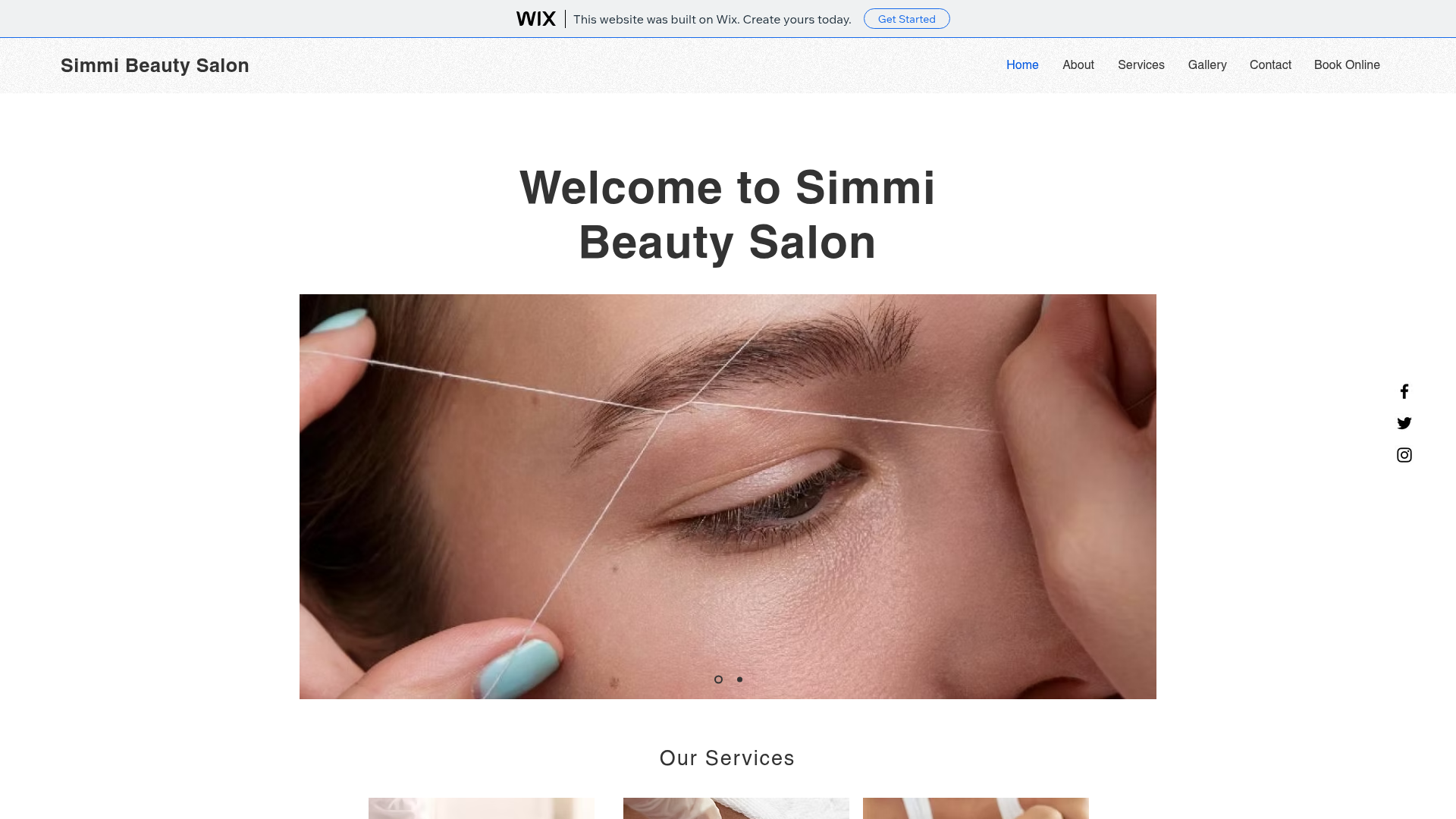 Website snapshot for Simmi Beauty Salon