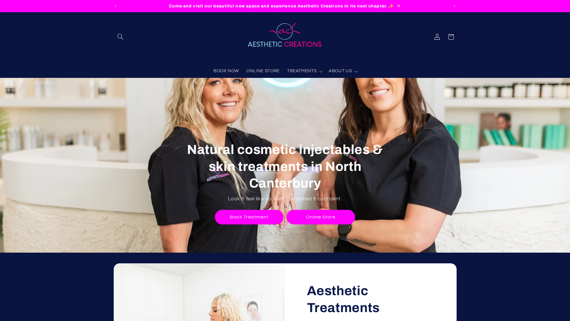 Website snapshot for Aesthetic Creations