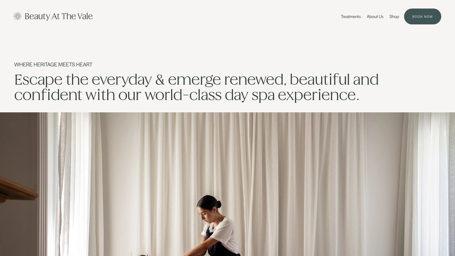 Website snapshot for Beauty at the Vale