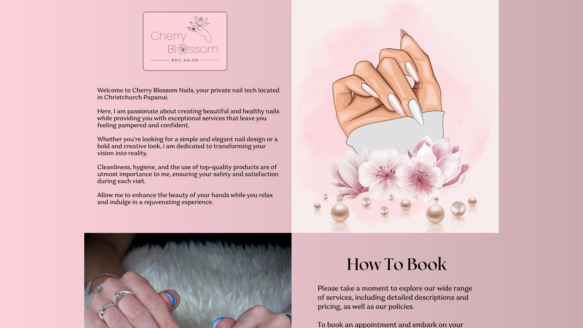 Website snapshot for Cherry Blossom Nails