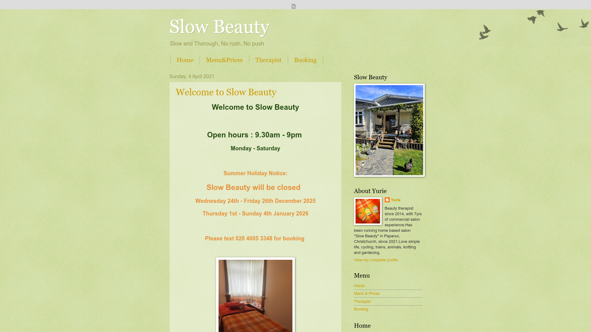 Website snapshot for Slow Beauty