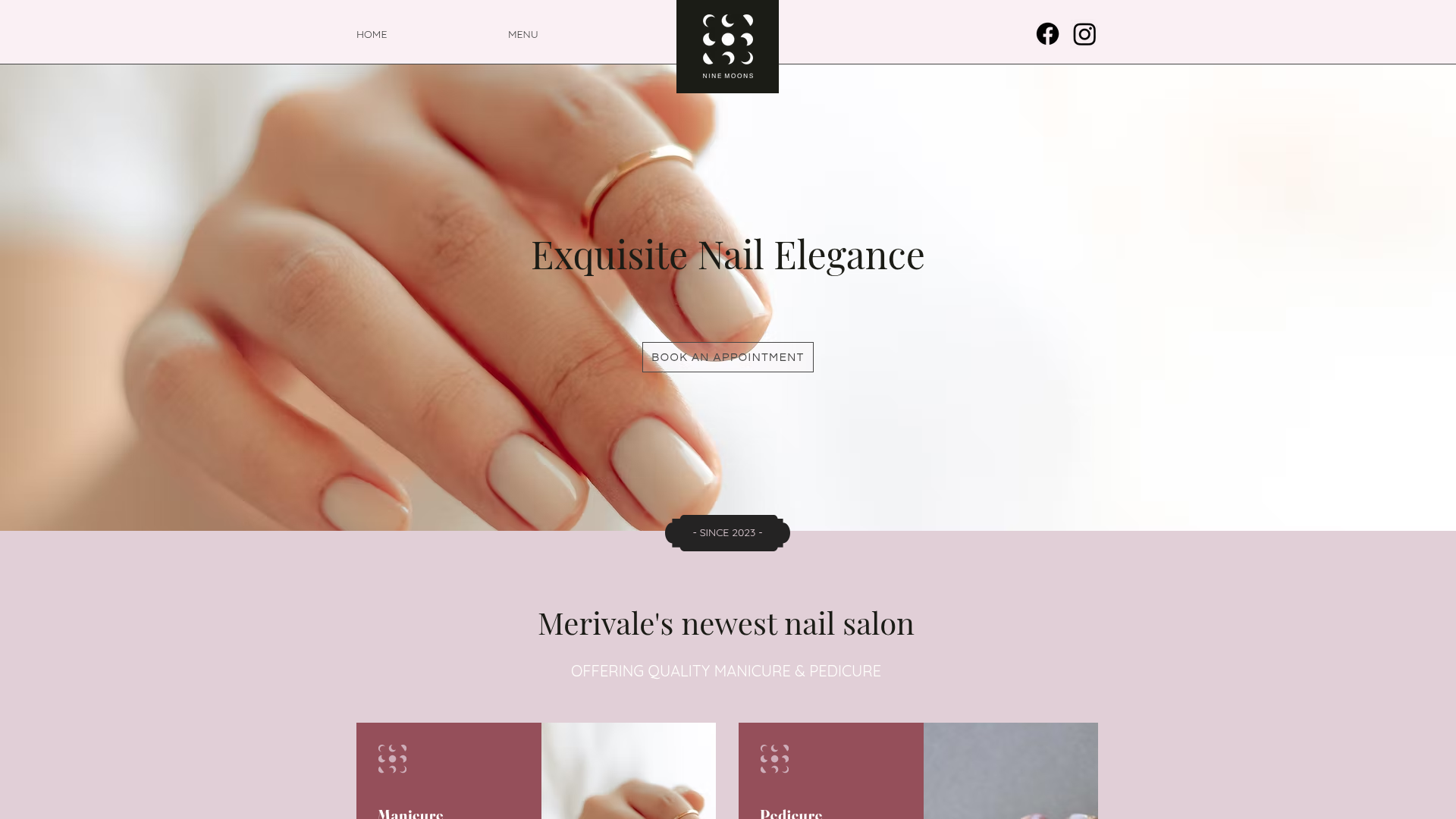 Website snapshot for Nine Moons Nail Salon