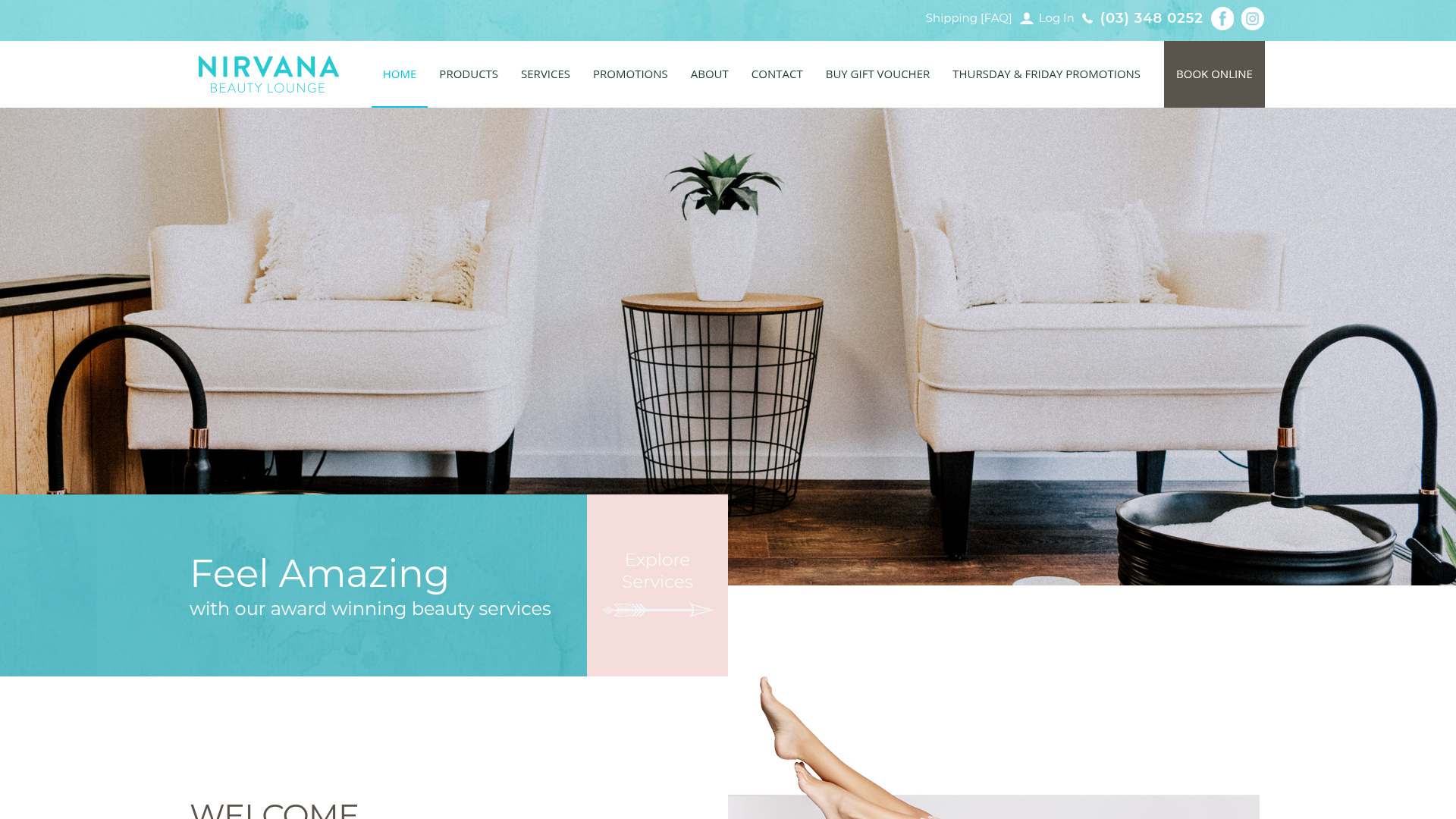 Website snapshot for Nirvana Beauty Lounge