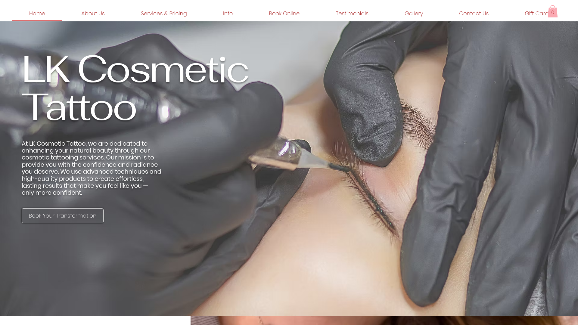 Website snapshot for LK Cosmetic Tattoo