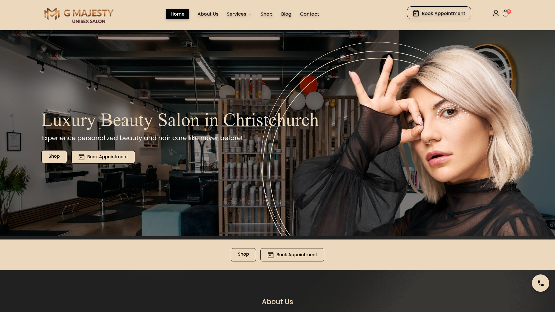 Website snapshot for G Majesty Unisex Salon