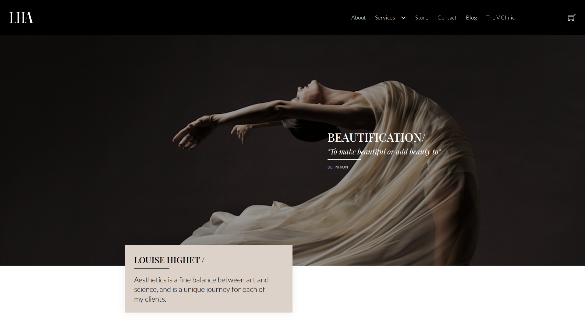 Website snapshot for Louise Highet Aesthetics