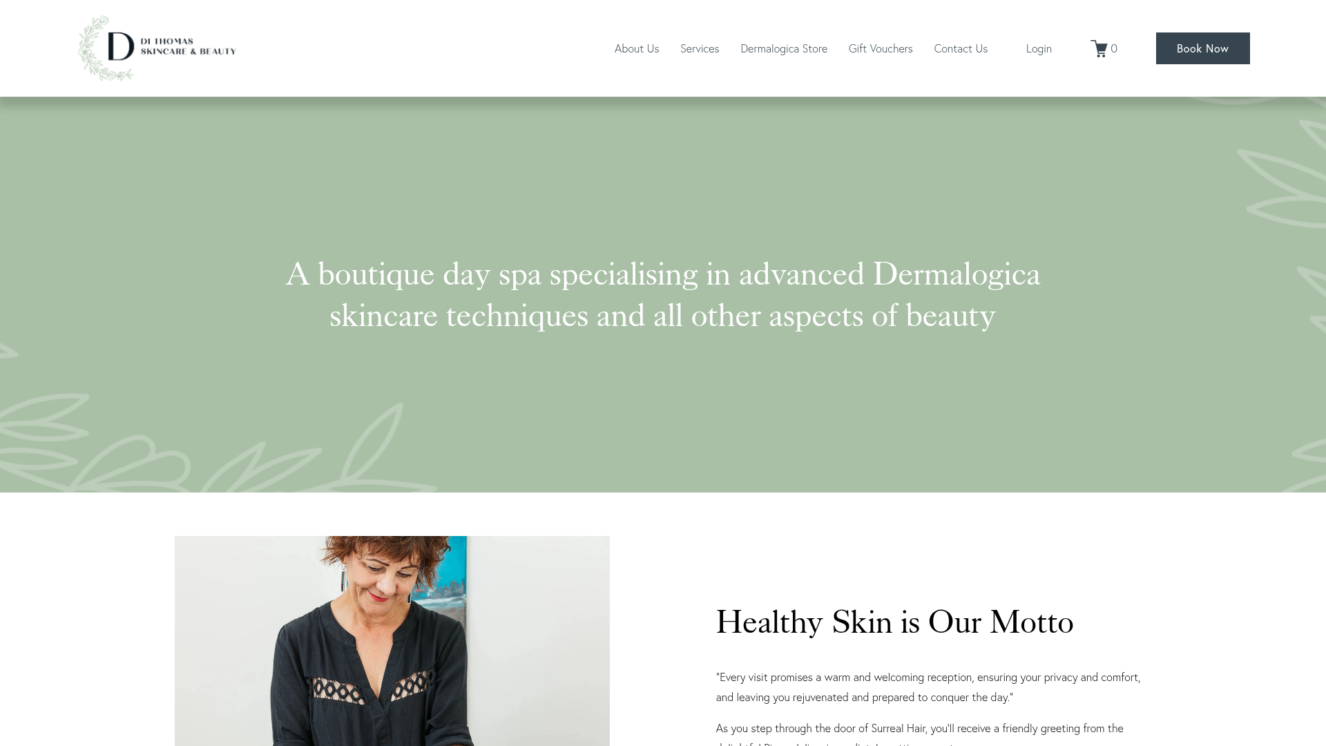 Website snapshot for Di Thomas Skincare and Beauty Christchurch and Ashburton