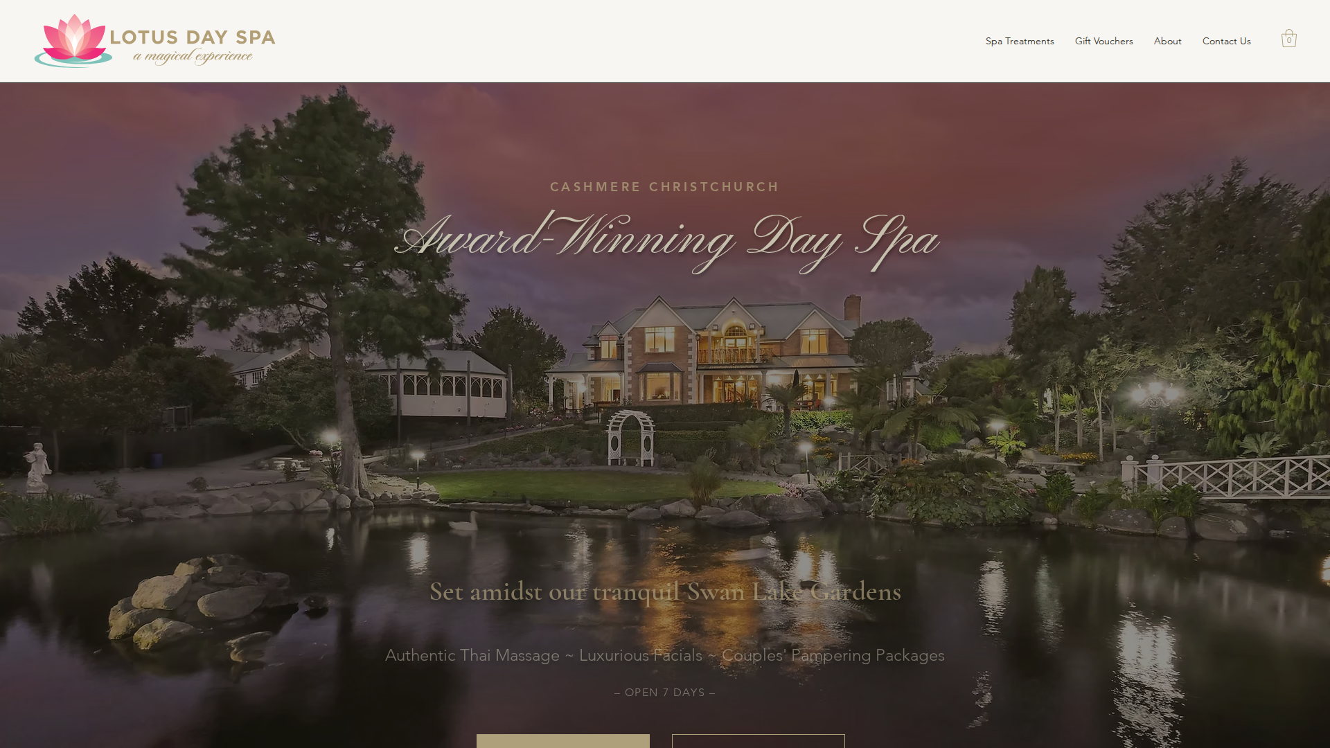 Website snapshot for Lotus Day Spa