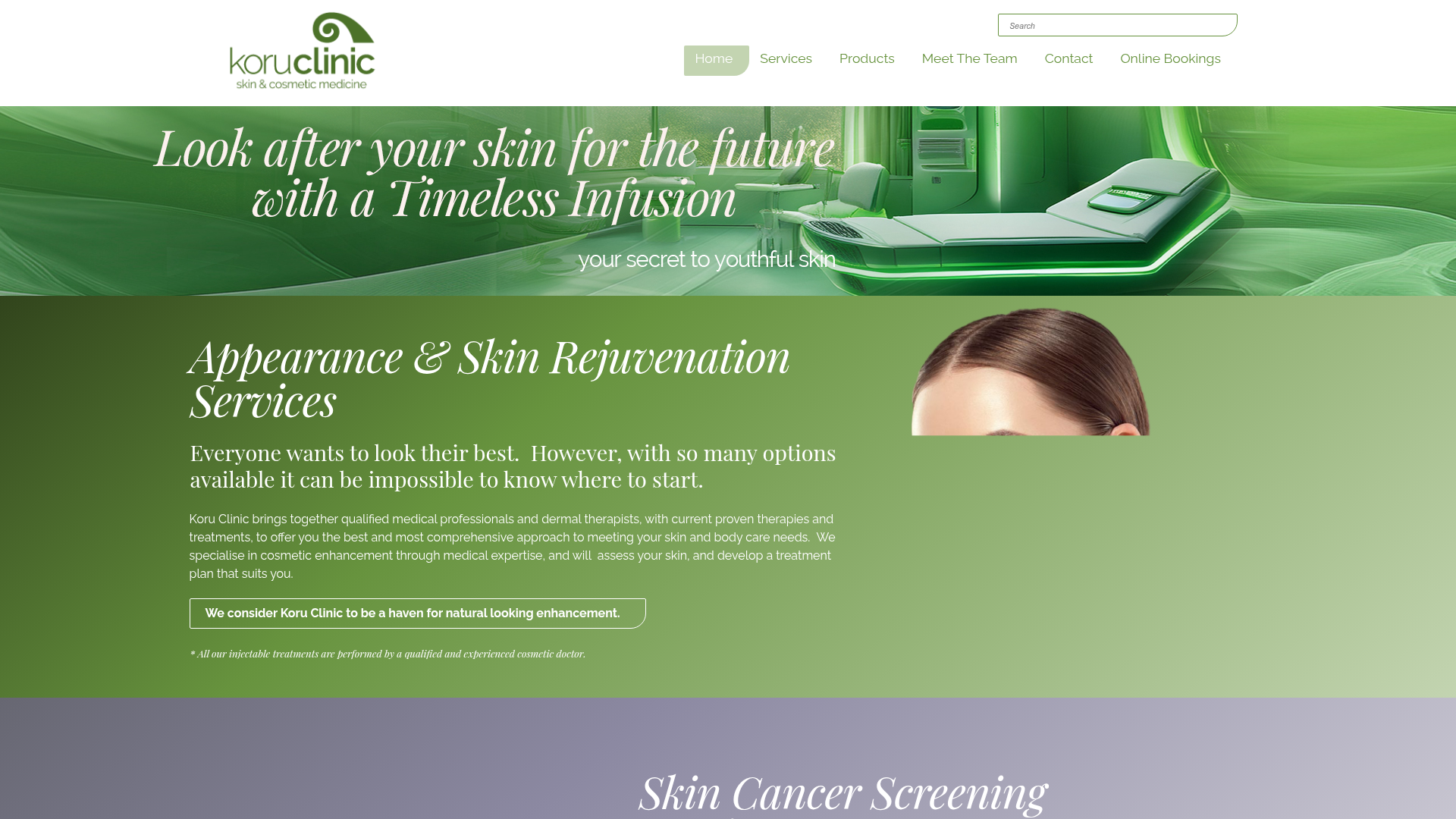 Website snapshot for Koru Clinic - Skin and Cosmetic Medicine