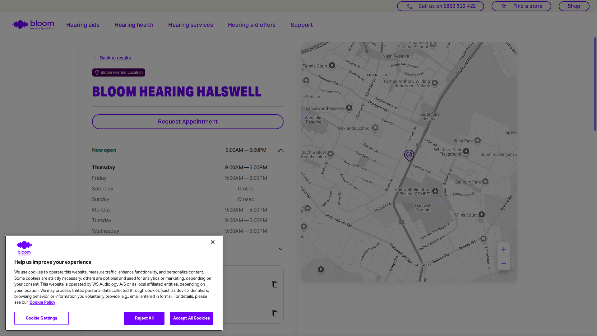 Website snapshot for Bloom Hearing Specialists Halswell