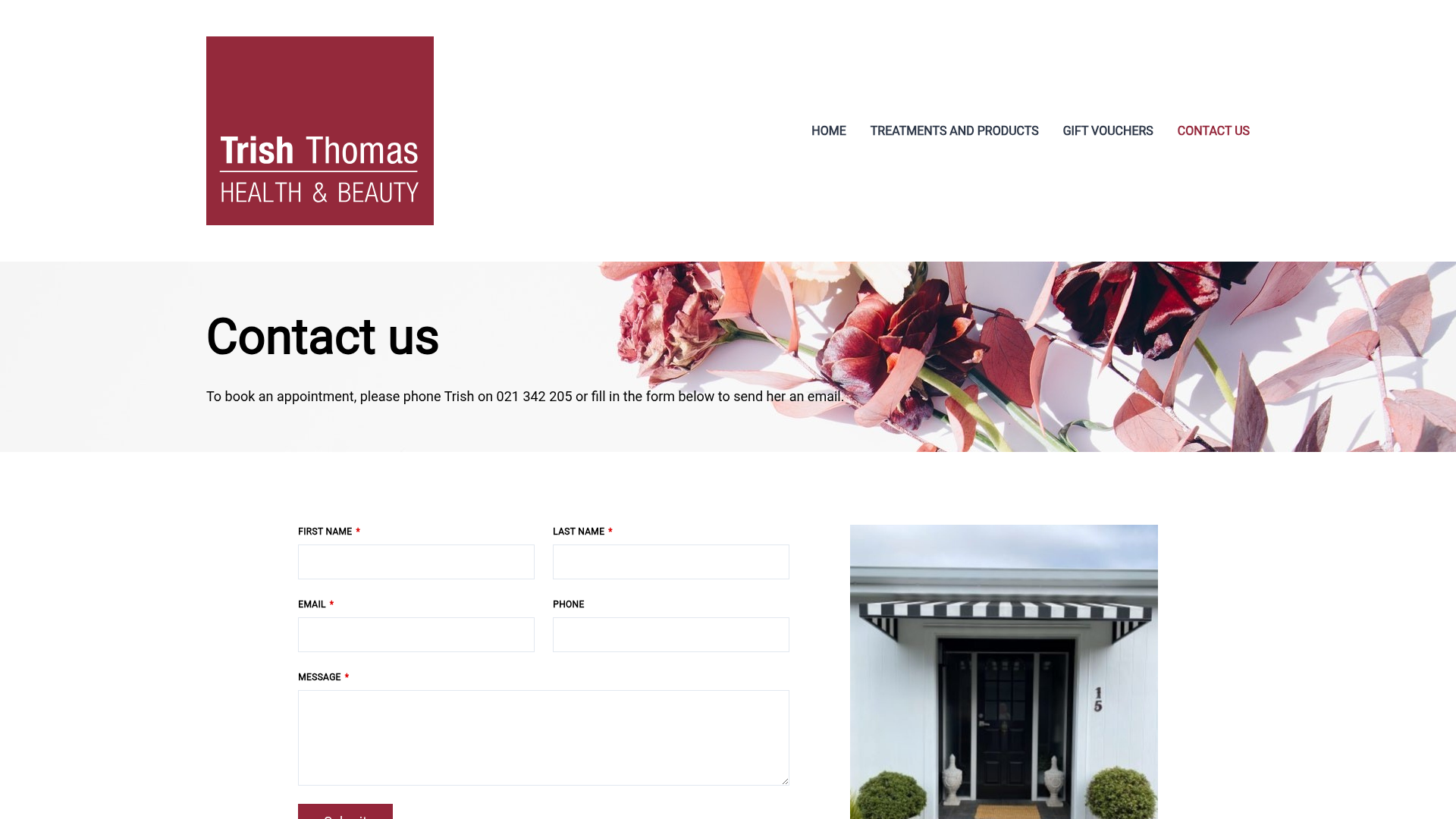 Website snapshot for Trish Thomas, Health & Beauty, Qualified Beauty Therapist, Christchurch