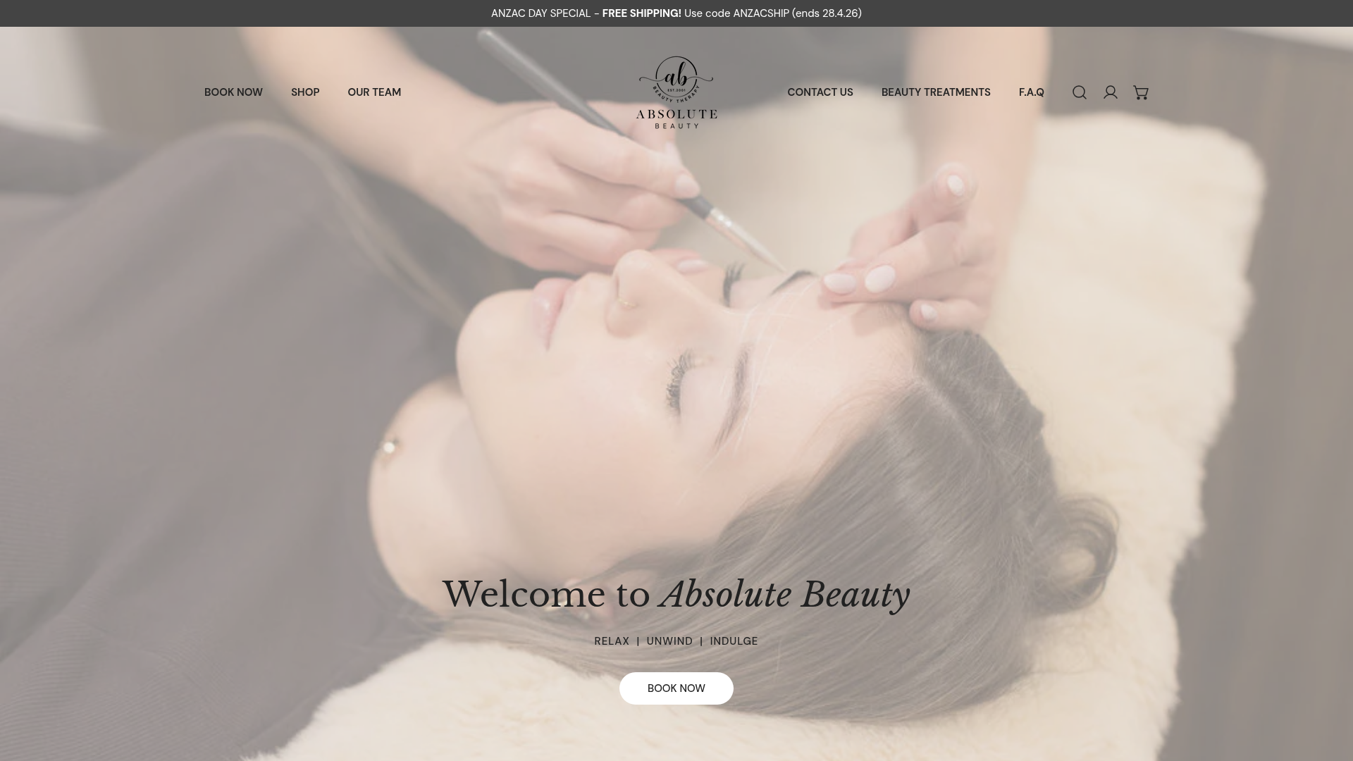 Website snapshot for Absolute Beauty Therapy Clinic