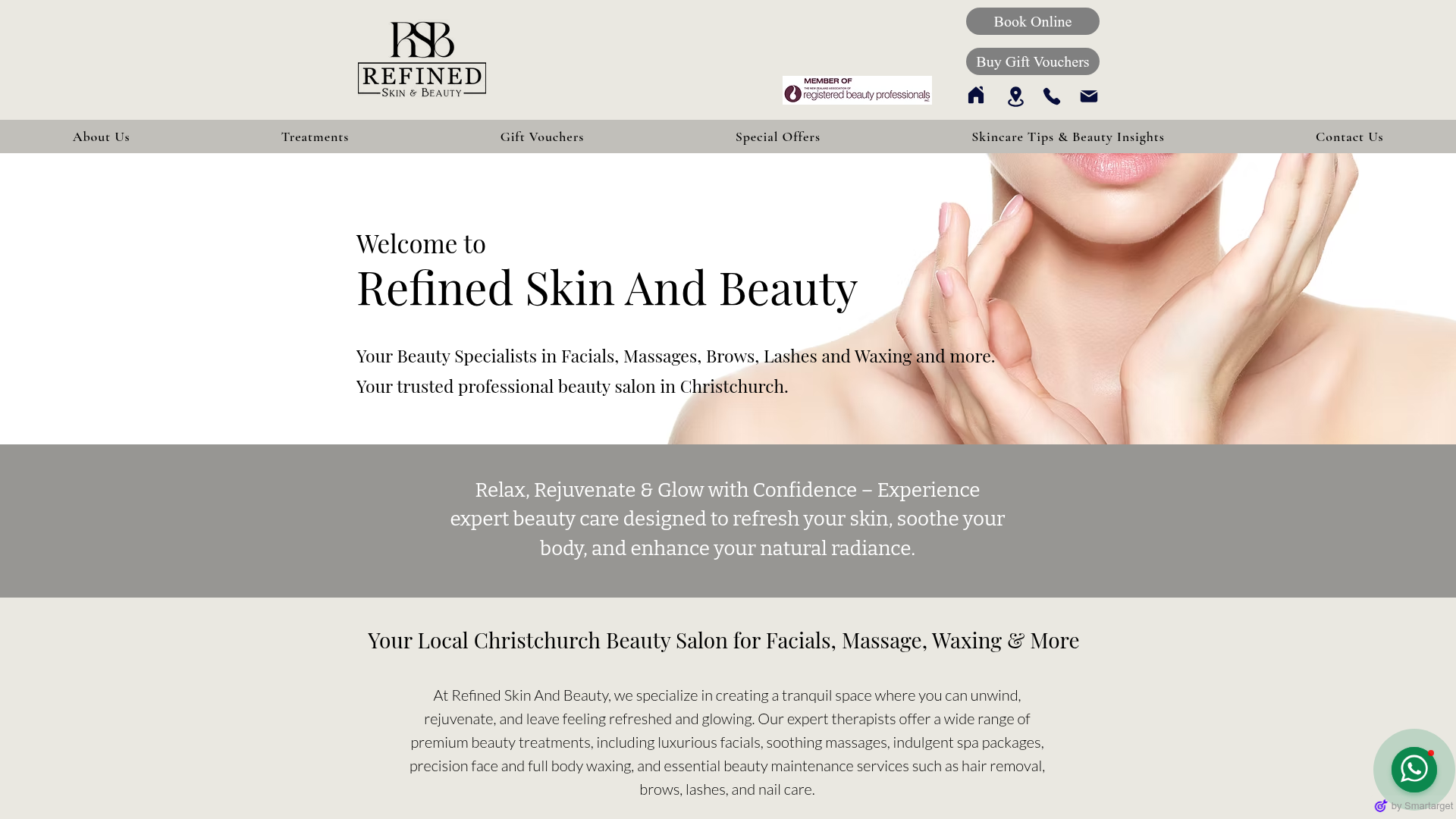 Website snapshot for Refined Skin And Beauty
